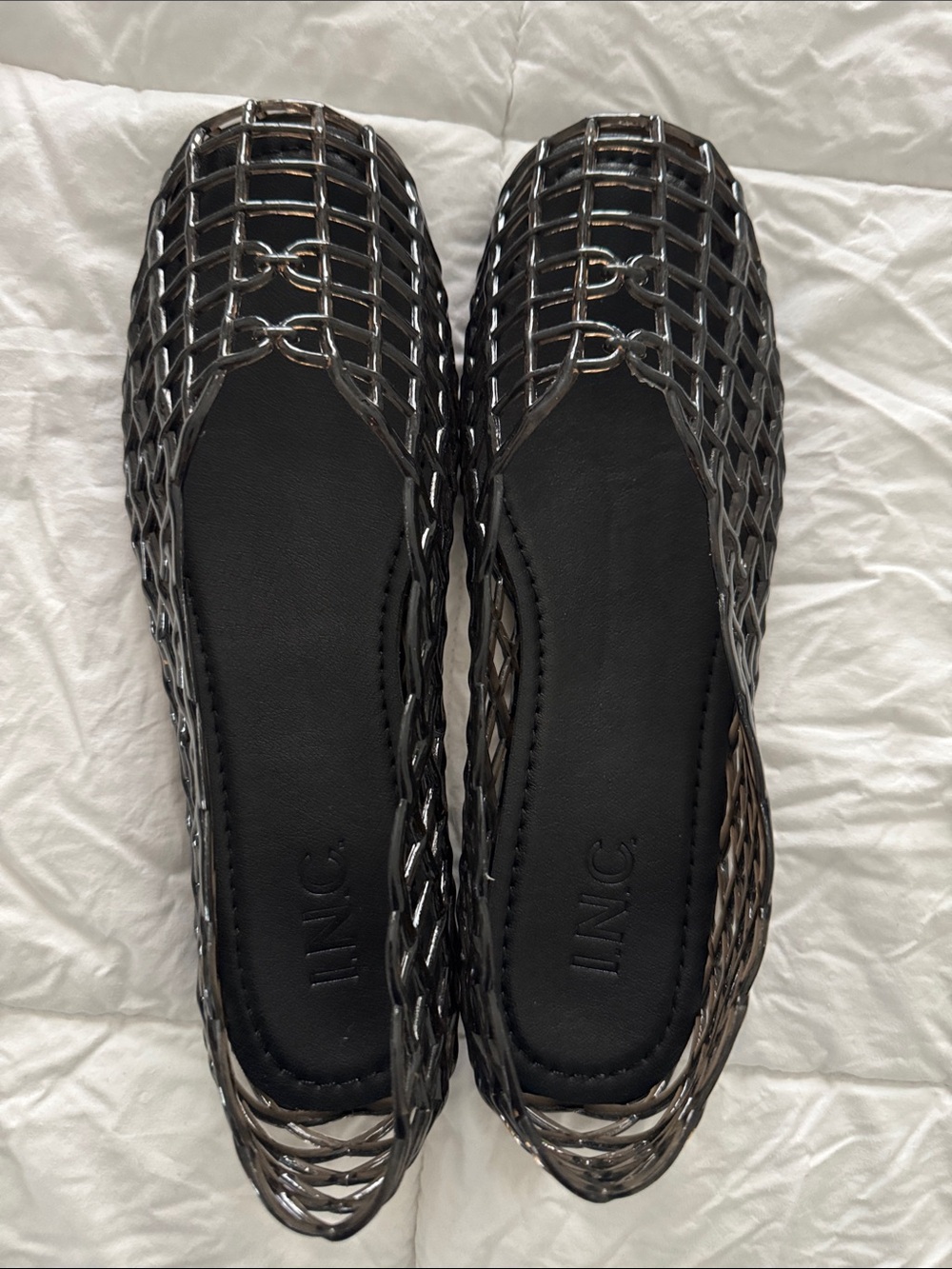 INC International Concepts Black Braided Jelly Flats - Picture 2 of 5